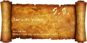 Imrich Vidor névjegykártya